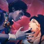 Illustrazione stilizzata di un zombie eroico che affronta mostri colorati in un dungeon dal tono psichedelico, ispirata all’action RPG Stupid Never Dies.