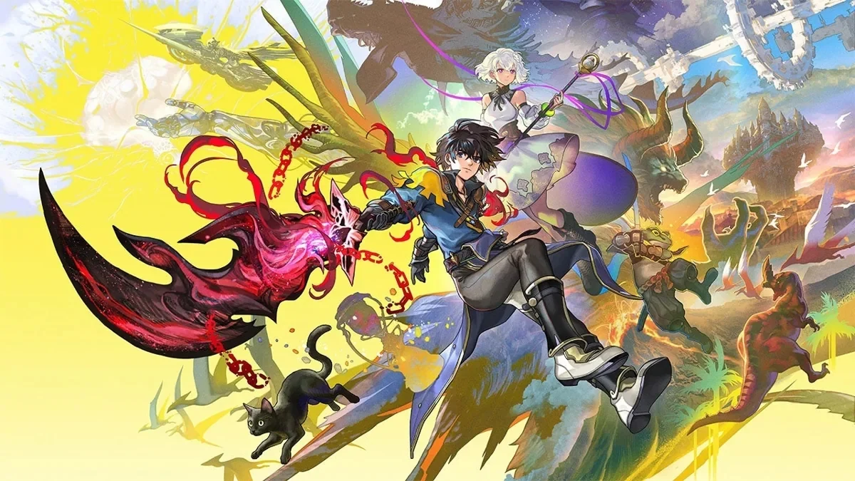 Another Eden Begins gameplay JRPG con ambientazione fantasy e personaggi principali