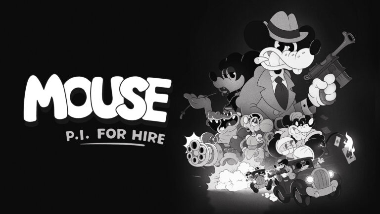 Mouse P.I. For Hire key art con detective topo in stile noir anni 30