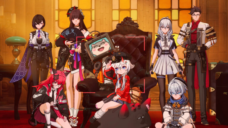 Personaggi di Neverness to Everness nella città futuristica con anomalie