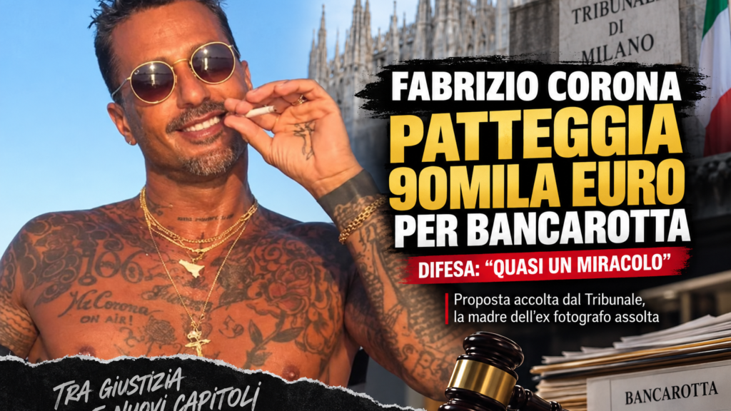 Fabrizio Corona patteggia 90mila euro per bancarotta, la difesa: “Un autentico miracolo”