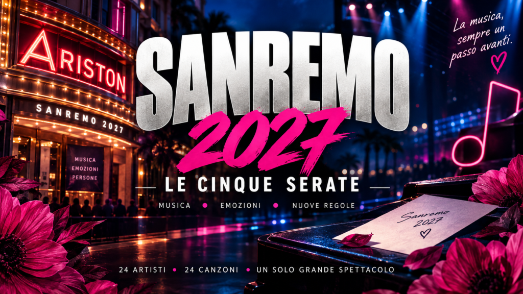Sanremo 2027 cambia tutto: voto online, nuova serata per l’Eurovision e 24 Big. De Martino: “Ho invitato Emma”